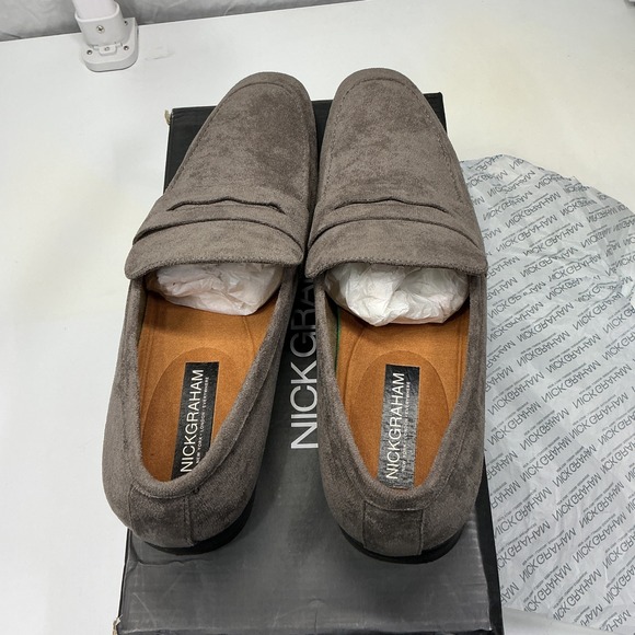 NWT NICK GRAHAM Alred Dress DK GREY Suede Penny Loafer Men Shoes 10 Blokecore - Picture 3 of 8